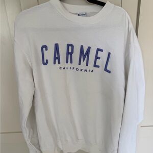 Champion White Crewneck Sweatshirt with Lilac 'Carmel' Appliqué
